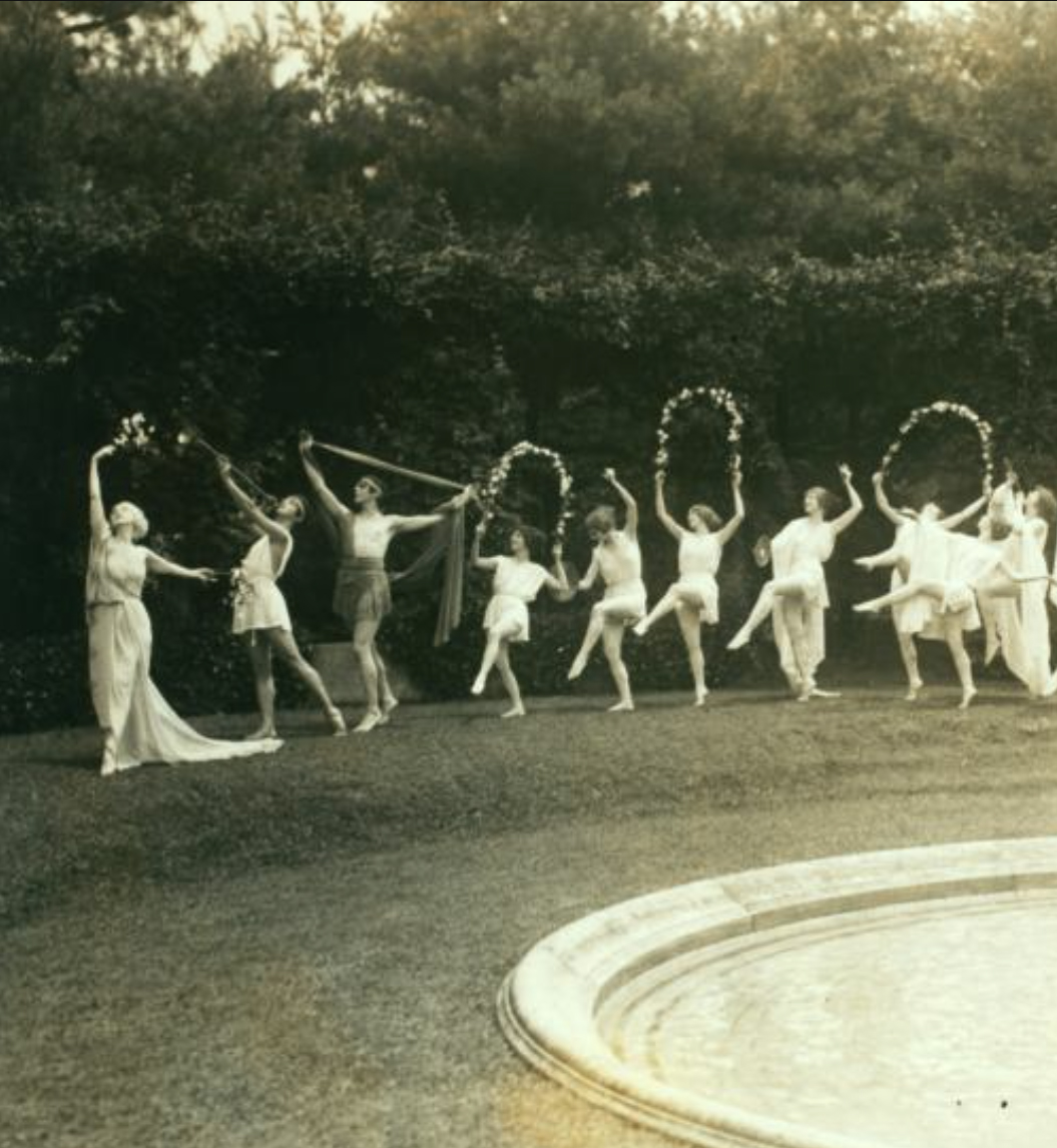 antique photo of ladies dancing