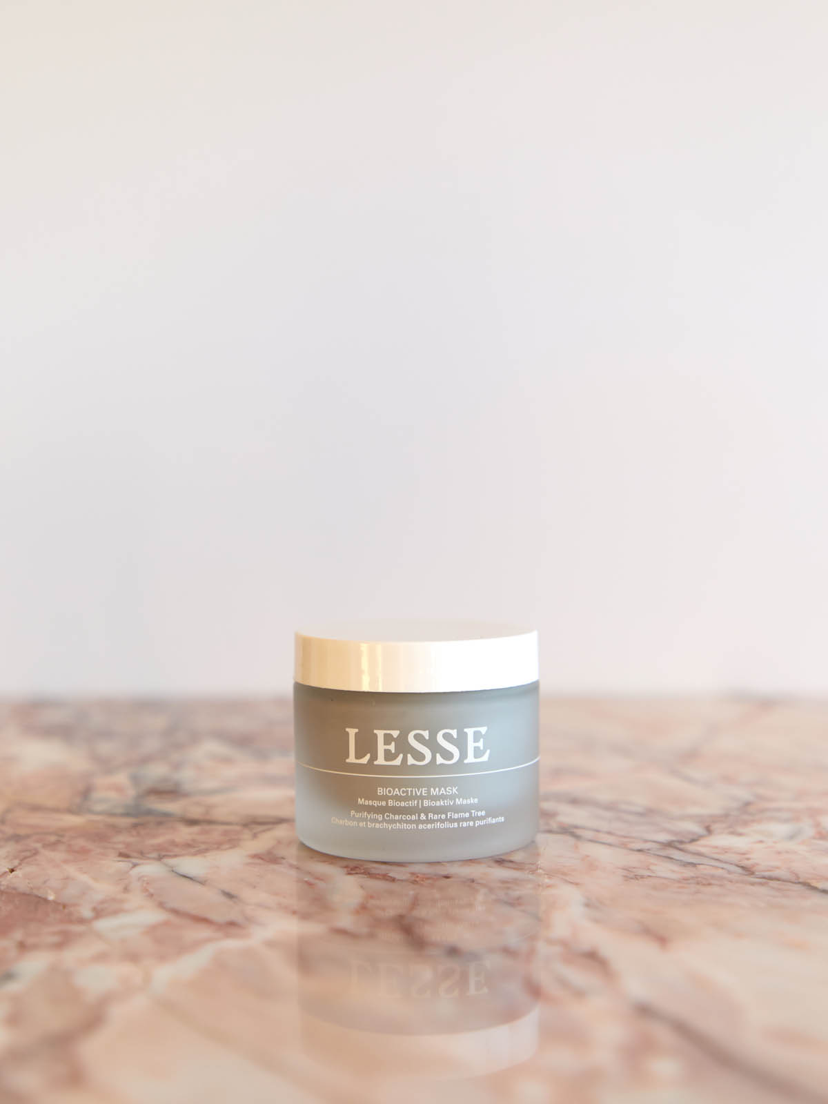 Bioactive Mask by Lesse on pink marble