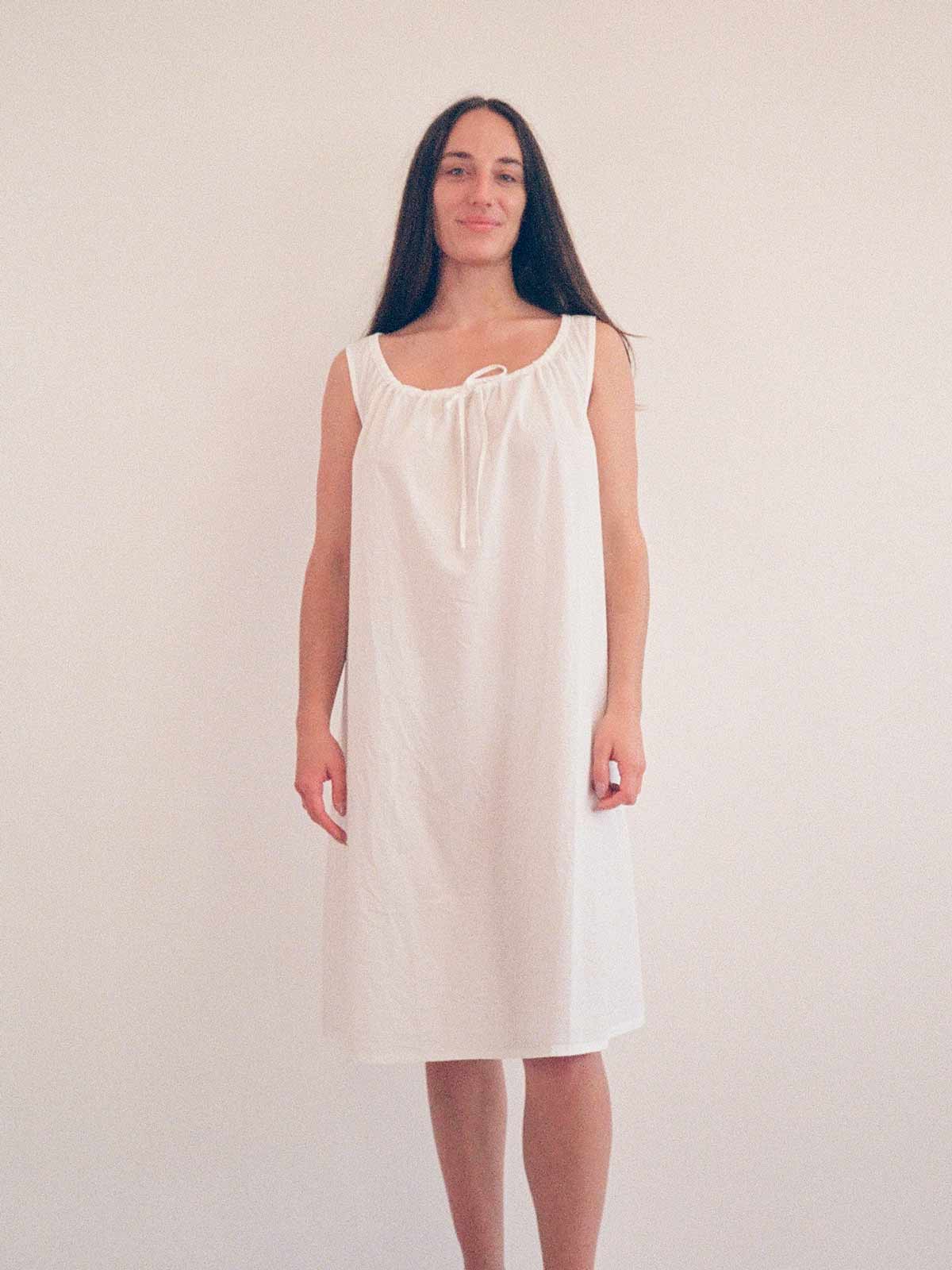Sleeveless Chemise in White by Domi on woman