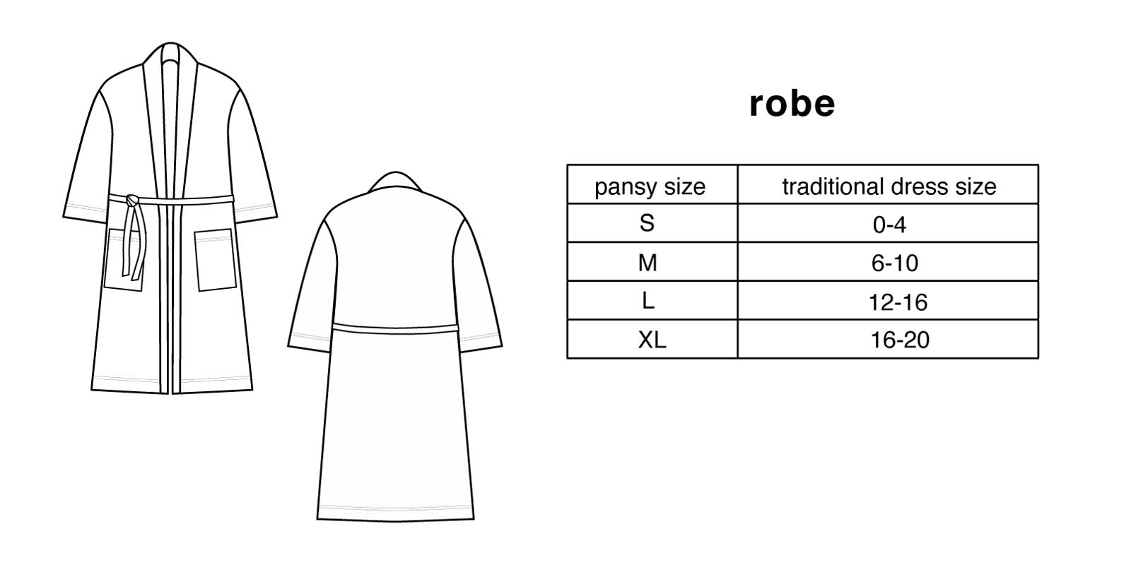 pansy robe sizing
