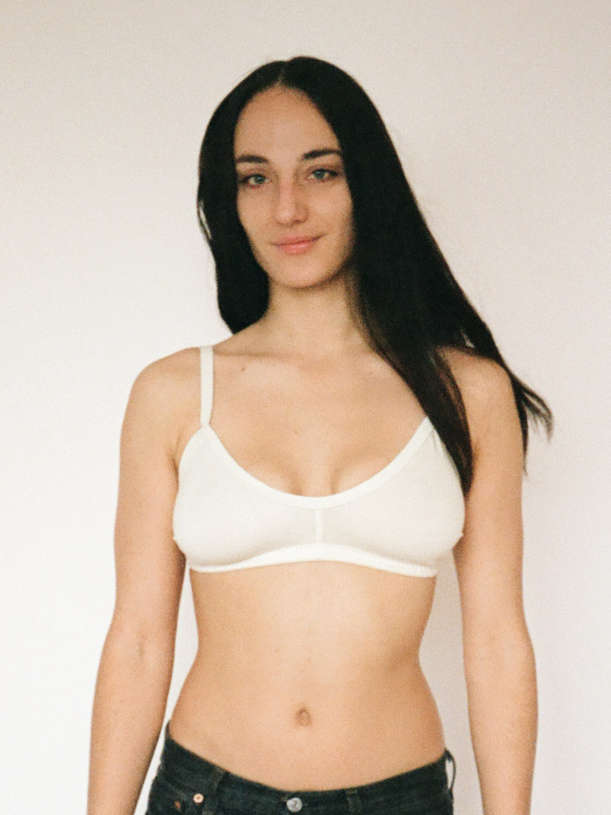 Smile Bra in Natural by Pansy front view on girl