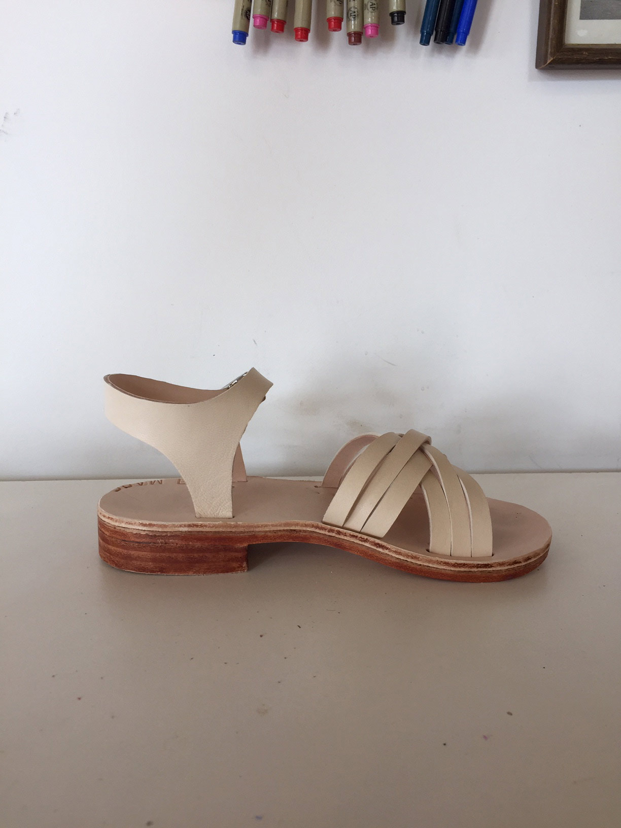 beige handmade sandal